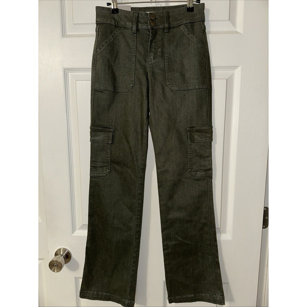 Harper Heritage Cargo Wide Leg Pants Size 25 Hunter Green Denim Jeans NWT